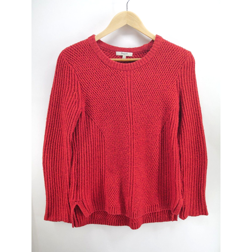 Madewell red hexcome textured cotton blend‎ sweater size XS